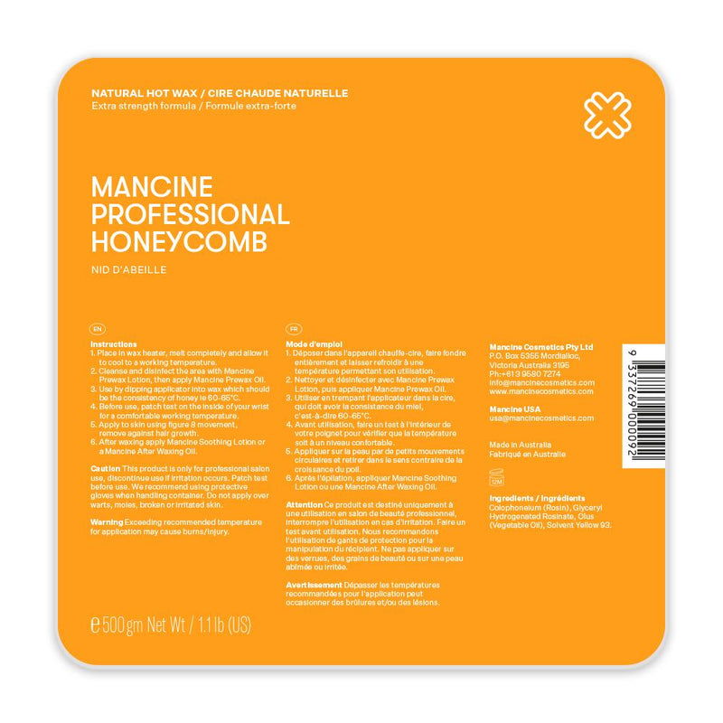 Mancine Professional Natural Hot Wax / Honeycomb 500g