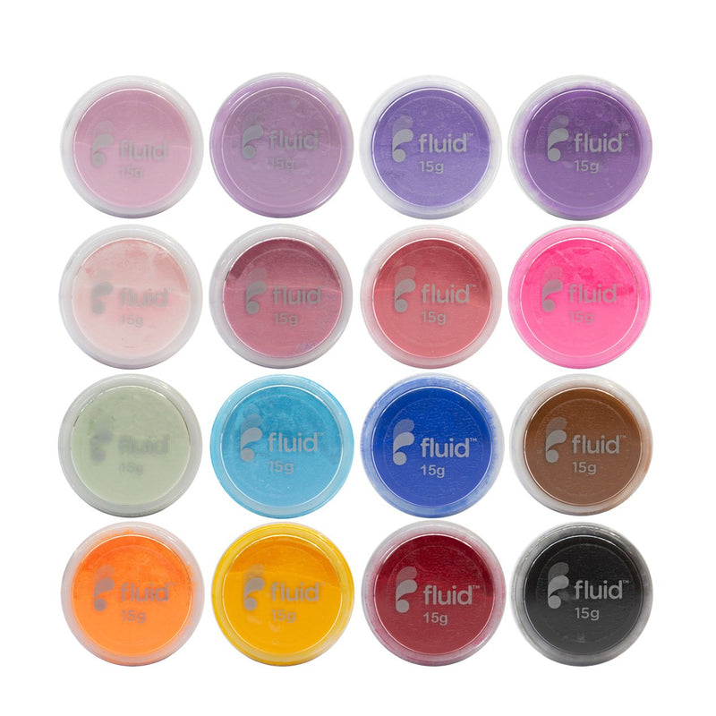 Fluid™ Coloured Powders Kit: 16 Colours (15gm each)