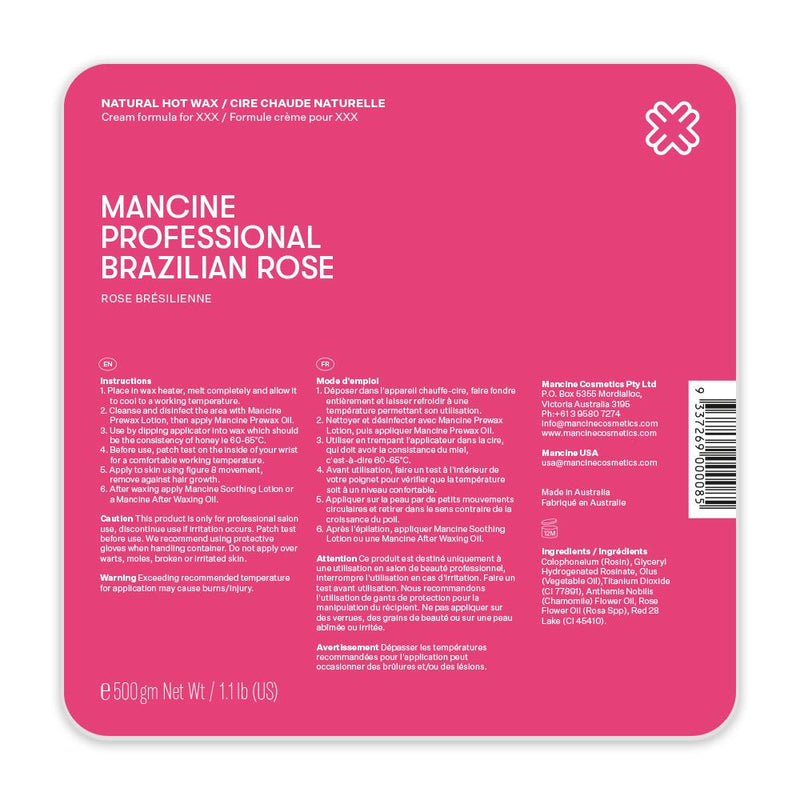 Mancine Hot Wax: Brazilian Rose (500gm)