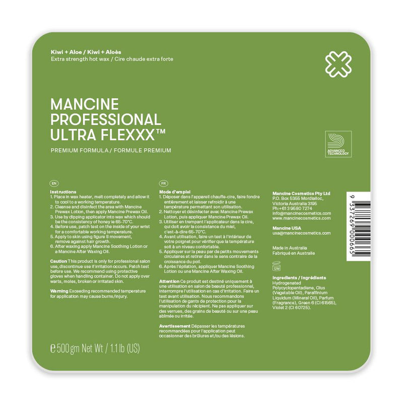 Mancine 'Ultra Flexxx' Hot Wax: Kiwi & Aloe (500gm)