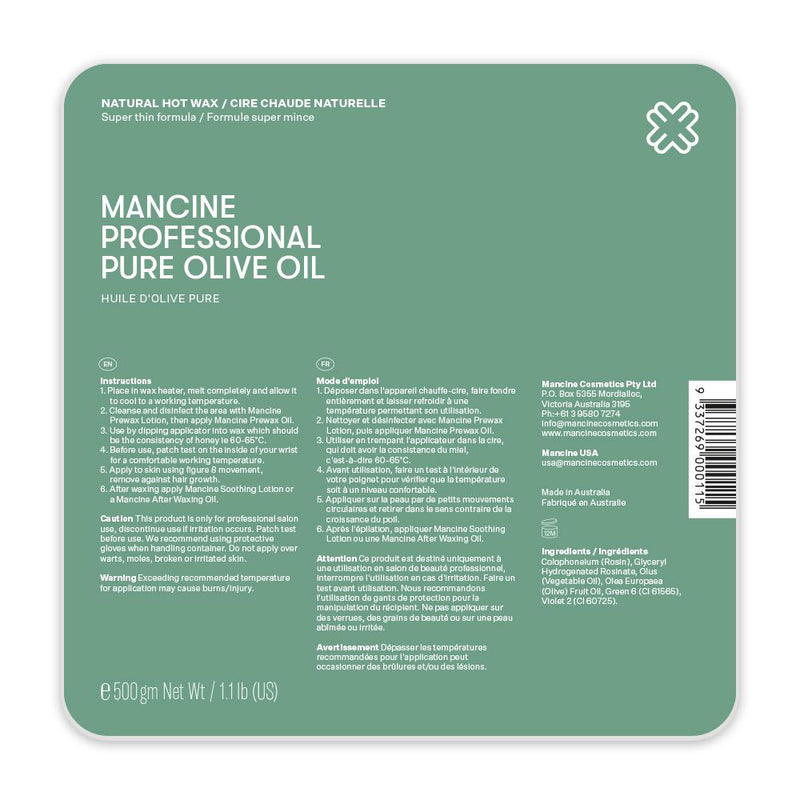 Mancine Hot Wax: Pure Olive (500gm)