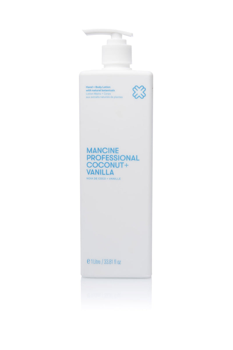 Mancine Professional Hand + Body Lotion: Coconut + Vanilla 1 Litre