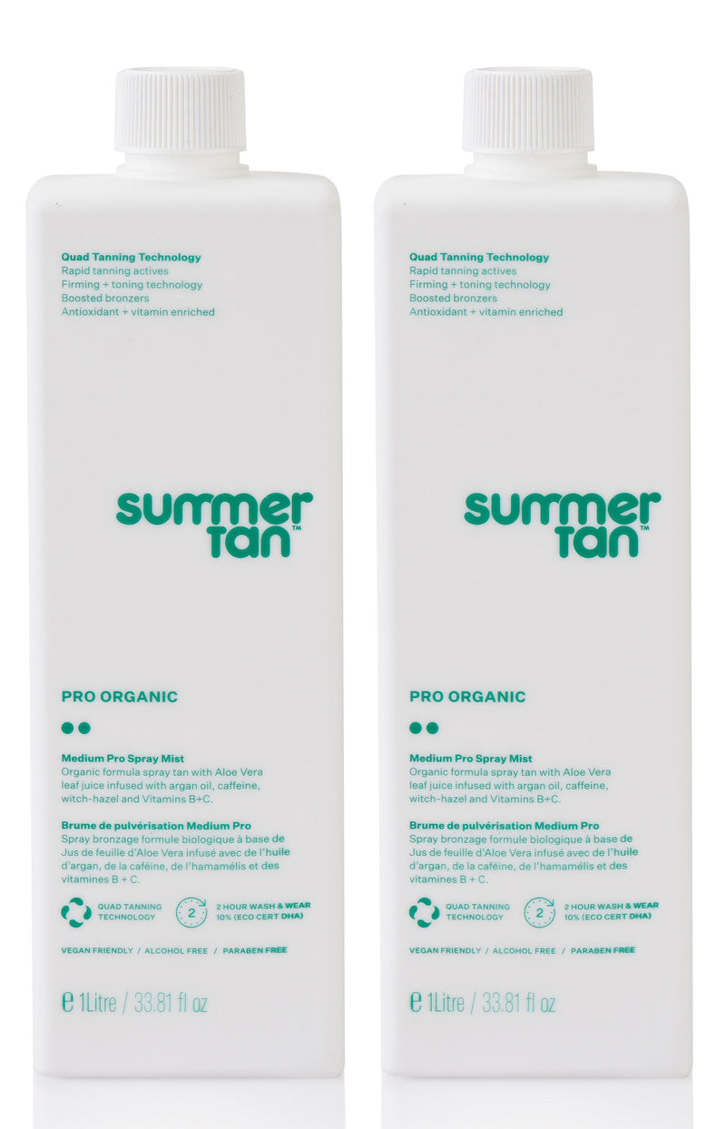 Summer Tan™ Professional Packs: Pro Organic Spray Mist 2 x 1 Litre Medium, Dark or Both